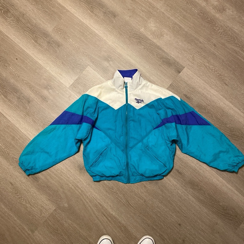 Vintage 80s Reebok Blue and White Windbreaker